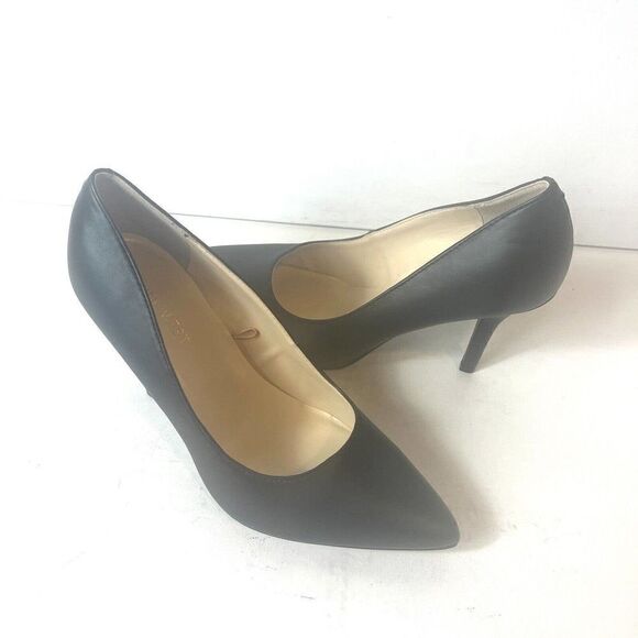 Nine West Classic Black Faux Leather High Heel Women's 7.5 W Slip On Pointed Toe - Picture 1 of 11